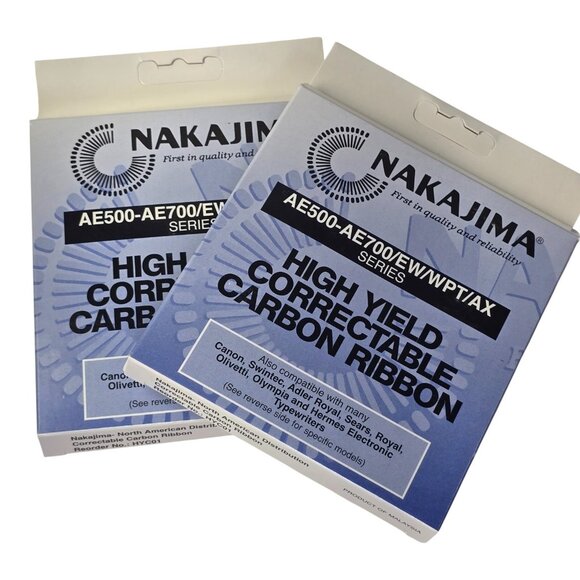 Nakajima AE-500 AE700 Correctable Carbon Ribbons Typewriter Ink NOS 2 packs - Picture 1 of 3